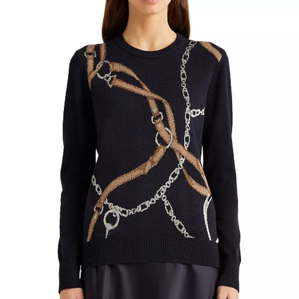 Polo by Ralph Lauren Black Sweater with Chain Design